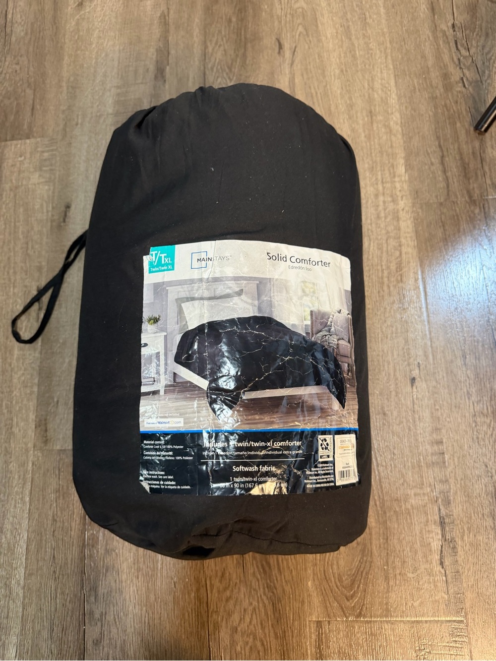 Mainstays Black Solid Comforter in Carry Bag